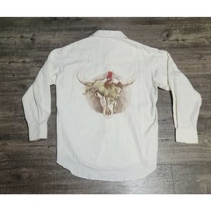 Vintage 90s Wrangler Western Cowboy Button Down Shirt Mens Medium M 151/2 34